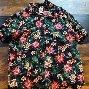 C&C California Men's Tropical Floral Shirt - Black, Red, Green